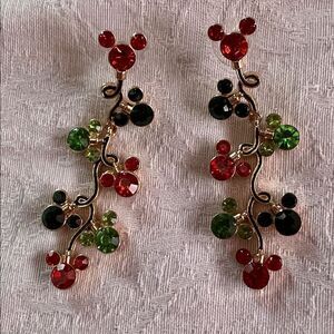Disney Baublebar Pierced Earrings Post Style Glittery Rhinestones Gold Tone